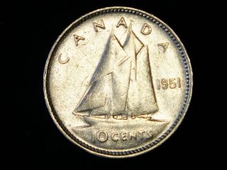 1951 Canadian Silver Ten Cent - Coin Pictured You Will Receive photo
