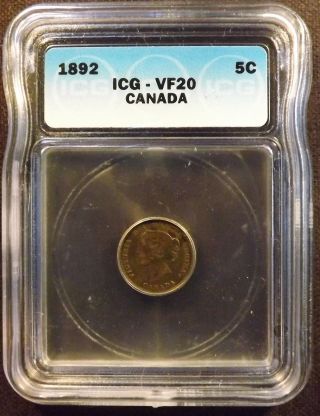 Canada: 5 Cents 1892 (icg - Vf20) photo