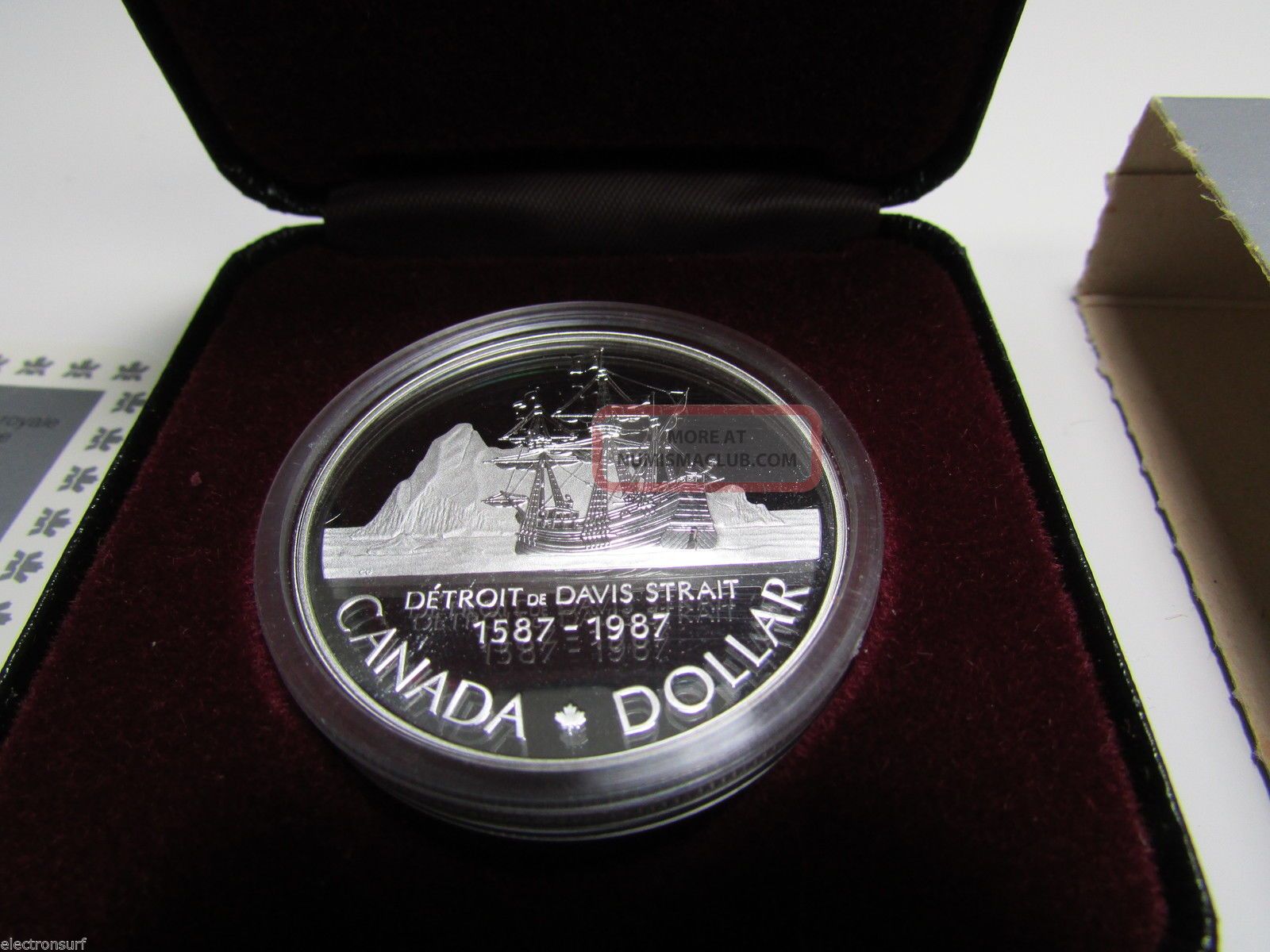 1987 Canada Cased Proof Silver Dollar,  Royal Canadian,  Davis Strait Coin Coins: Canada photo