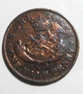 1852 One Half Penny Upper Bank Of Canada Token photo