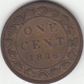 1886 Obv 2 Victoria Large Cent Vg 8 photo