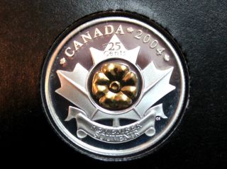 2004 Royal Canadian Annual Report Gold Plated Silver Poppy Coin Scarce photo