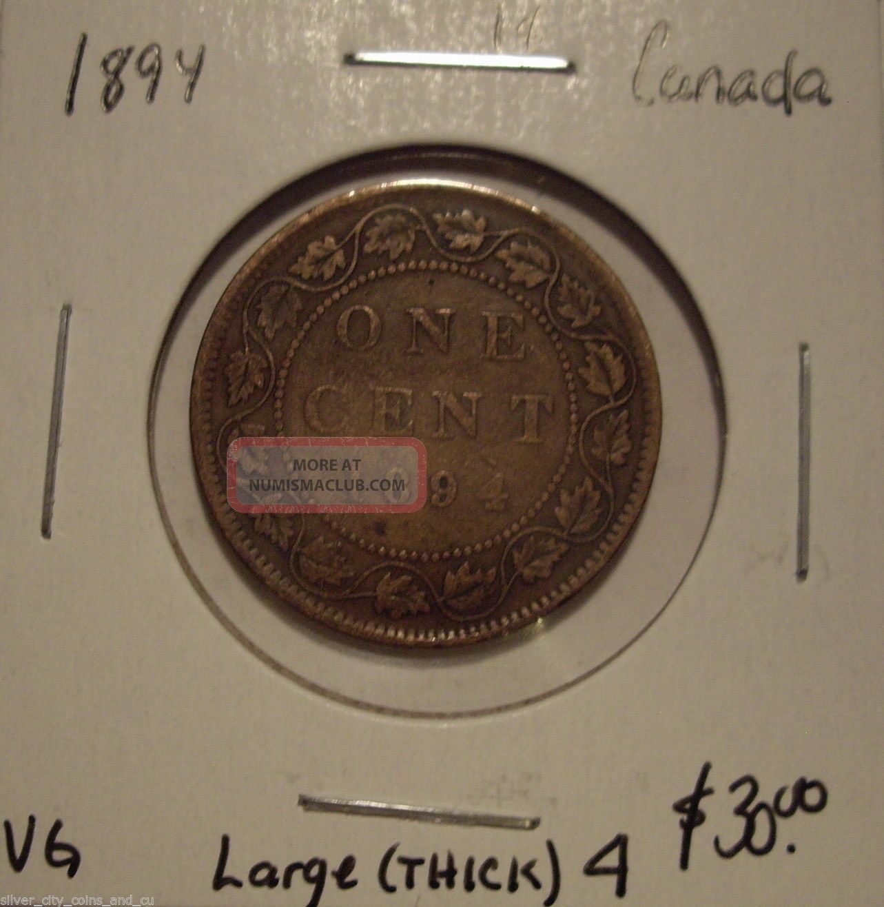 Canada Victoria 1894 Large 4 Large Cent - Vg Coins: Canada photo