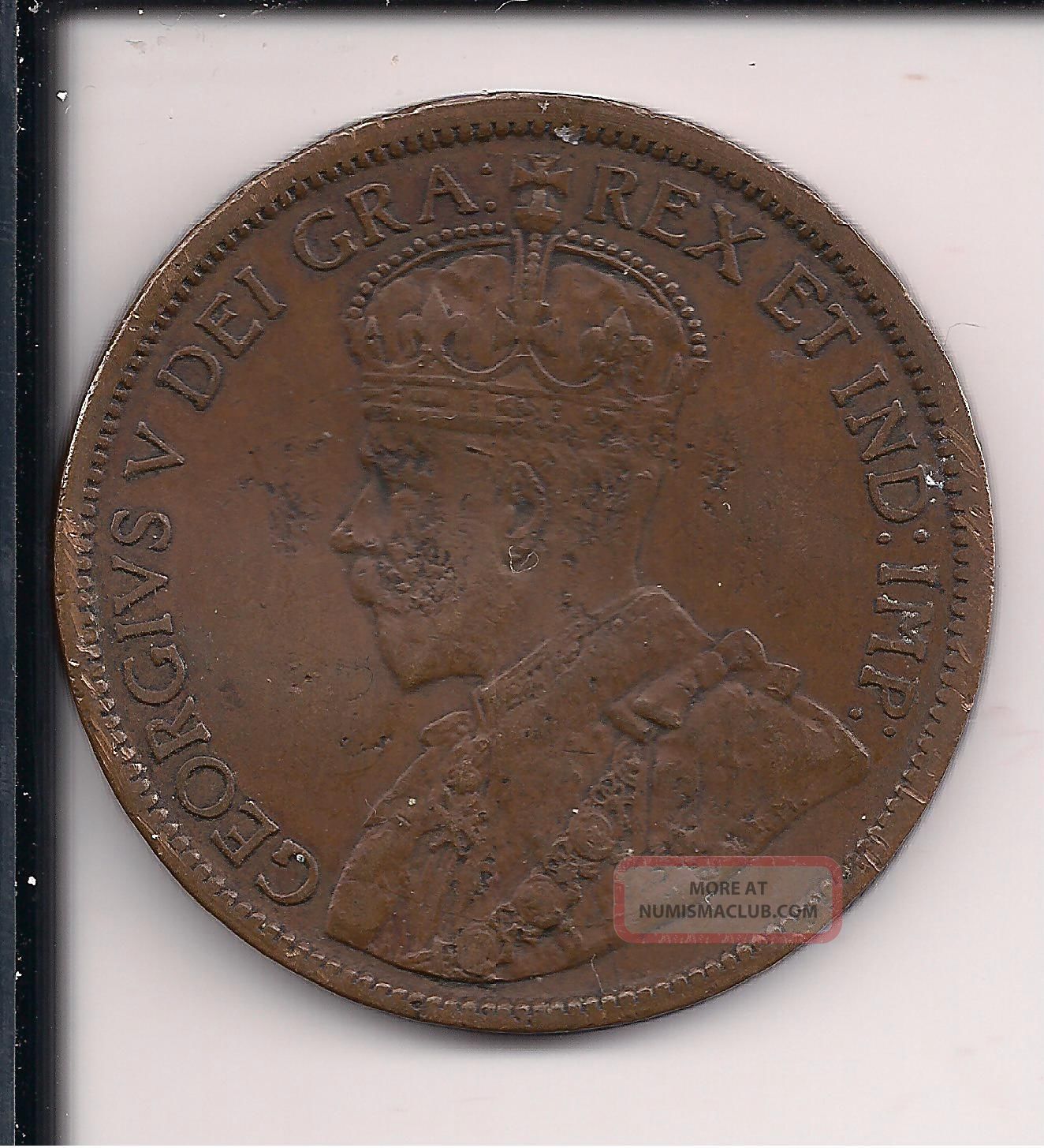 1 - 1914 Canada Large Cent 1c George V Circulated Brass Coin 100 Years Old Coins: Canada photo