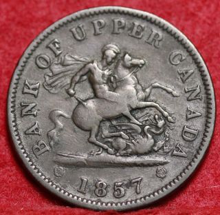 1857 Bank Of Upper Canada 1 Penny Token Foreign Coin S/h photo