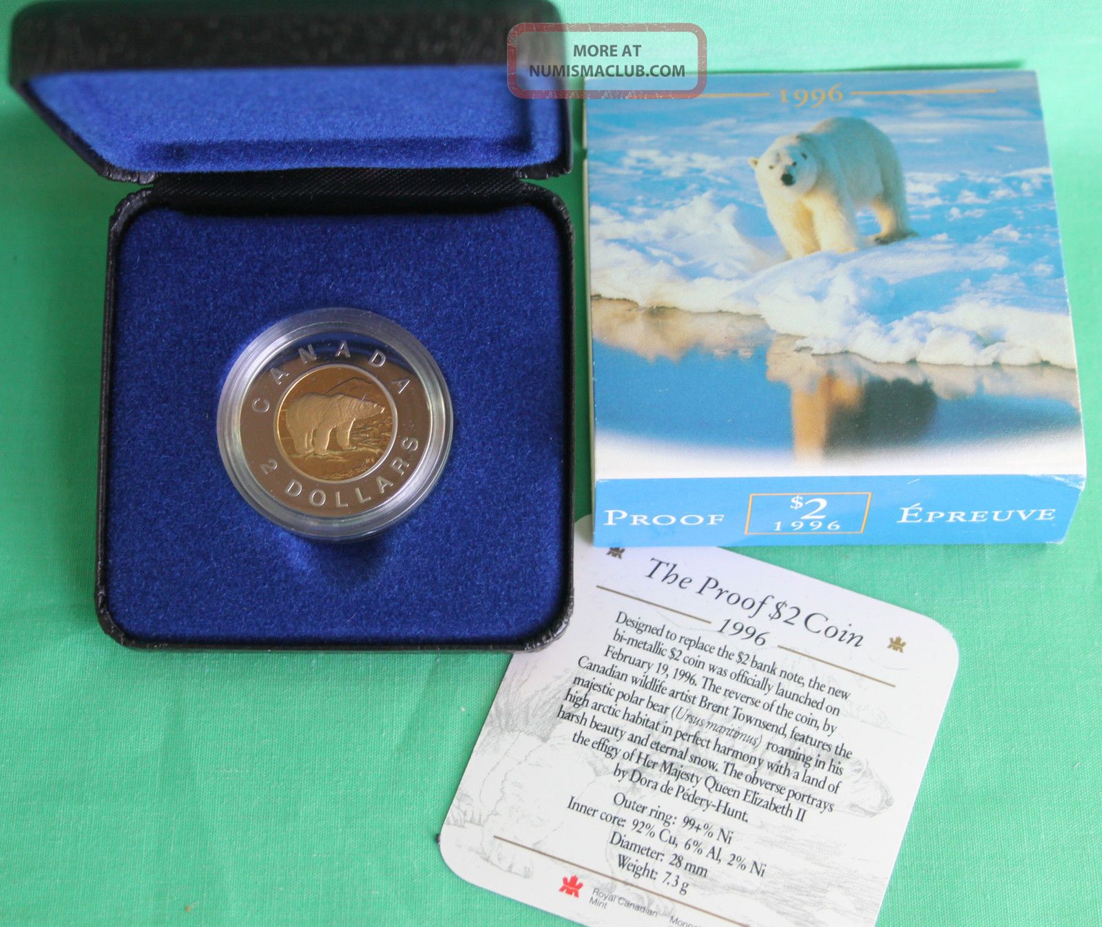 1996 Canada $2 Proof Coin Polar Bear Royal Canadian Twoonie 2 Dollar Rcm Coins: Canada photo