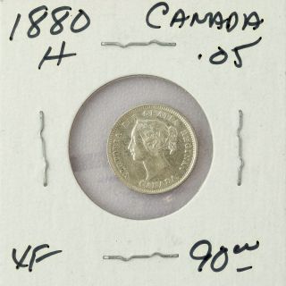 1880 H Canada 5 Cent Silver - Extra Fine photo