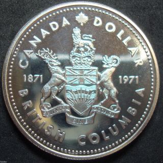 1971 Canada Specimen British Columbia Silver Dollar Coin photo