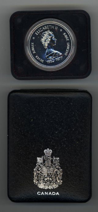 1952 1977 Canada Silver Dollar Silver Jubilee Queen Elizabeth Ii Leather Case photo