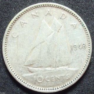 1948 Canada Silver Ten Cent Coin photo