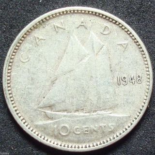 1948 Canada Silver Ten Cent Coin photo