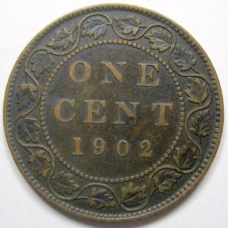1902 Large Cent Vf - 20 1st Year King Edward Vii Old Canada Penny photo