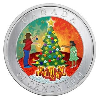 Christmas Tree - Lenticular 50 - Cent Holiday Coin Canada 2014 photo