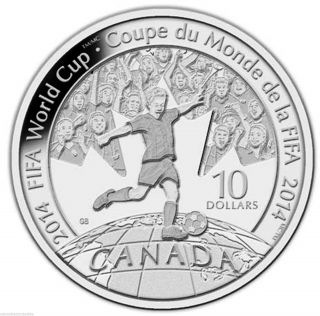 2014 Brazil Fifa World Cup™ Silver Proof 99.  99 Coin 1/2 Oz - Canada 2014 photo