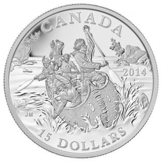 Canada 2014 $15 The Voyageurs,  1st Coin In A Series, .  9999 Silver,  No Taxes photo