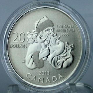 2013 $20 Santa Claus 1/4 Oz.  Pure Silver Uncirculated Specimen Coin Folder photo