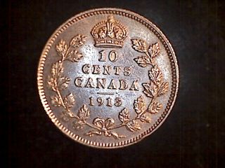 1913 Small Leaves Canada Silver Dime Coin photo