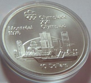 1973 Canada 1976 Olympics Sterling Silver $10 Coin - 1.  44 Troy Oz Asw - Skyline photo