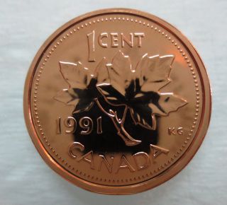 1991 Canada 1 Cent Zinc Proof - Like Penny photo