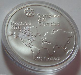 1973 Canada 1976 Olympics Sterling Silver $10 Coin - 1.  44 Troy Oz Asw - World photo