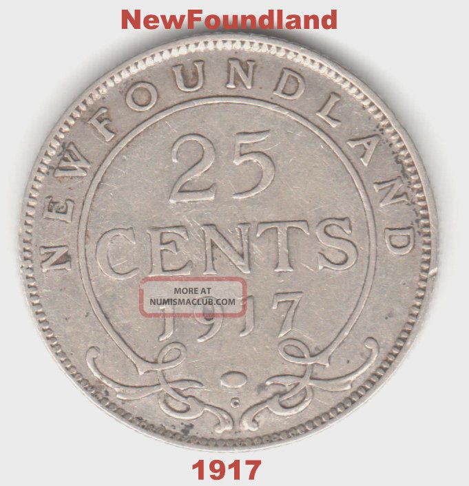 1917 Newfoundland Silver Quarter - Pre - Confederation Canada - Early Date Coin. Coins: Canada photo