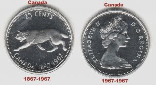 1867 - 1967 Canada,  Quarter - Silver Proof Confederation Centennial Coin photo