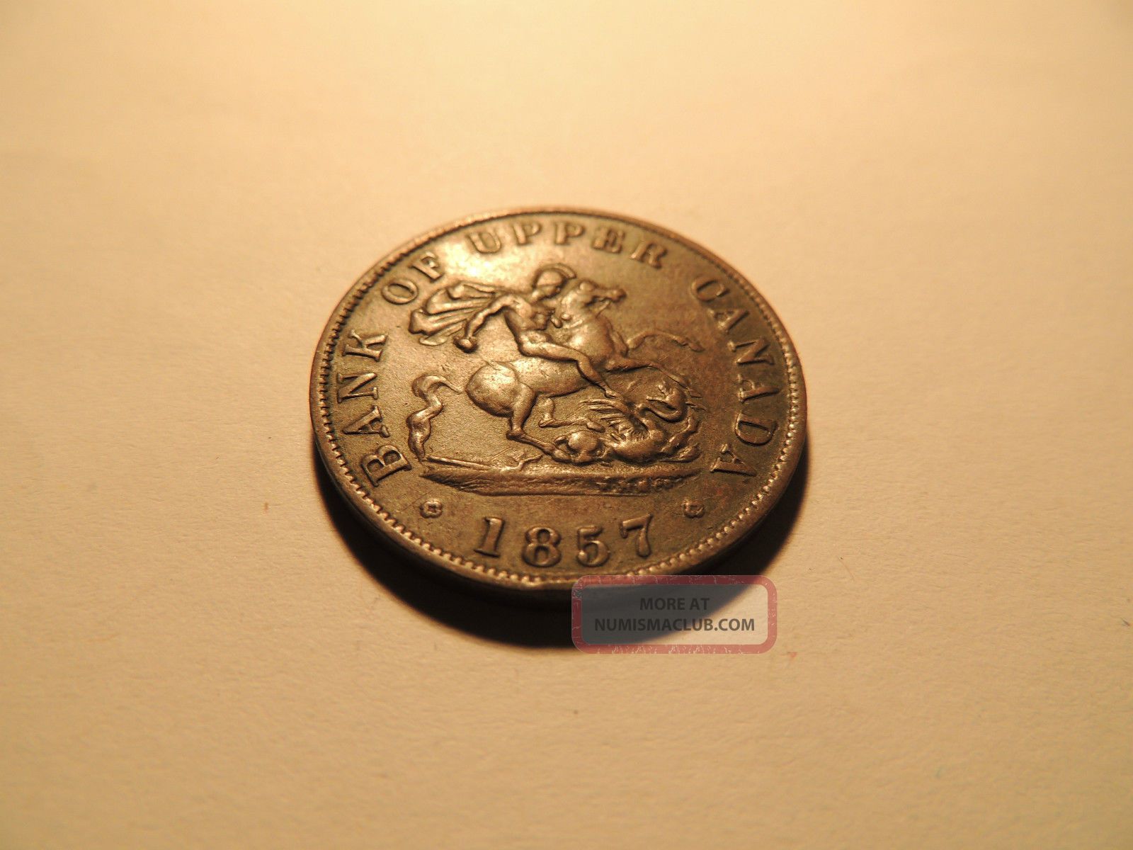 1857 Half Penny Coin Token Bank Of Upper Canada Coins: Canada photo
