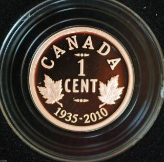2010 Canada Ltd Edition Proof 1 Cent Coin 1935 - 2010 75th Anniv Of Silver Dollar photo