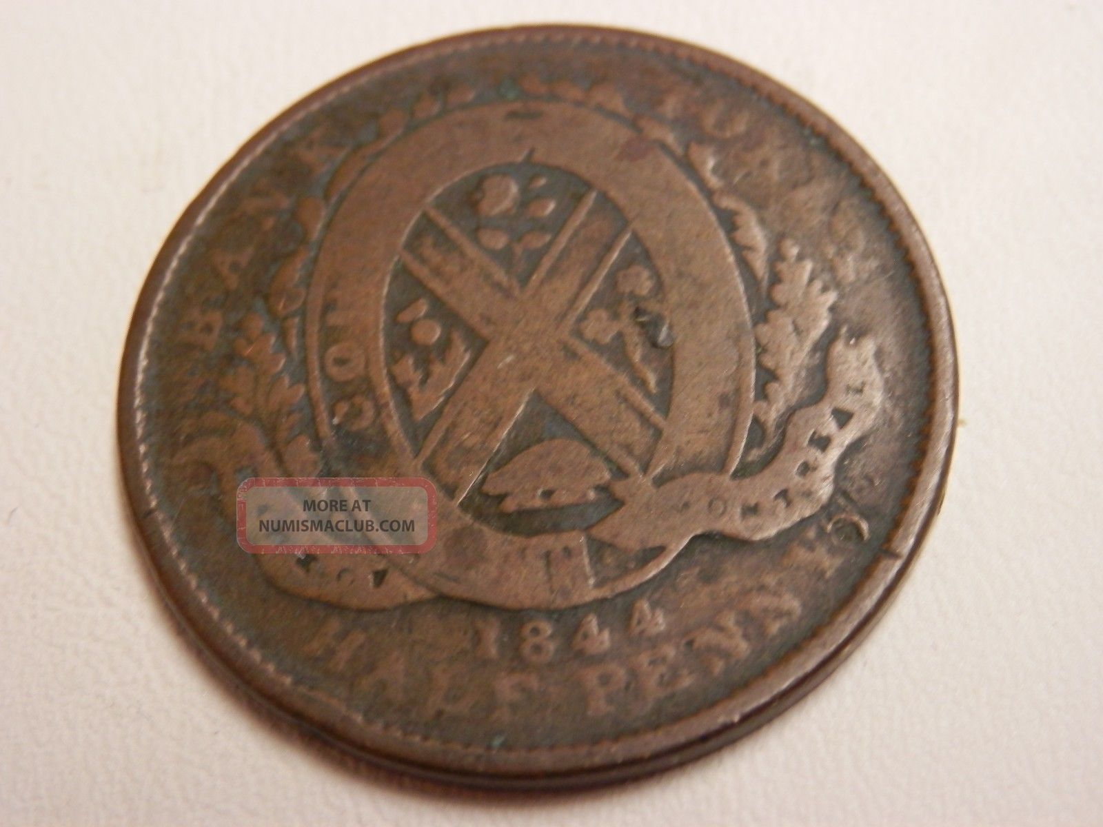 1844 Canada Token - Bank Of Montreal Half Penny Coins: Canada photo