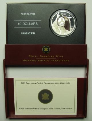 2005 Proof $10 Pope John Paul Ii Canada.  9999 Silver photo