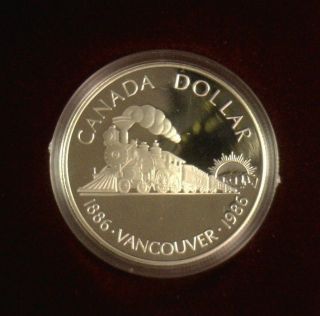 1986 Proof Canada Locomotive Silver Dollar 50 Silver & Papers photo