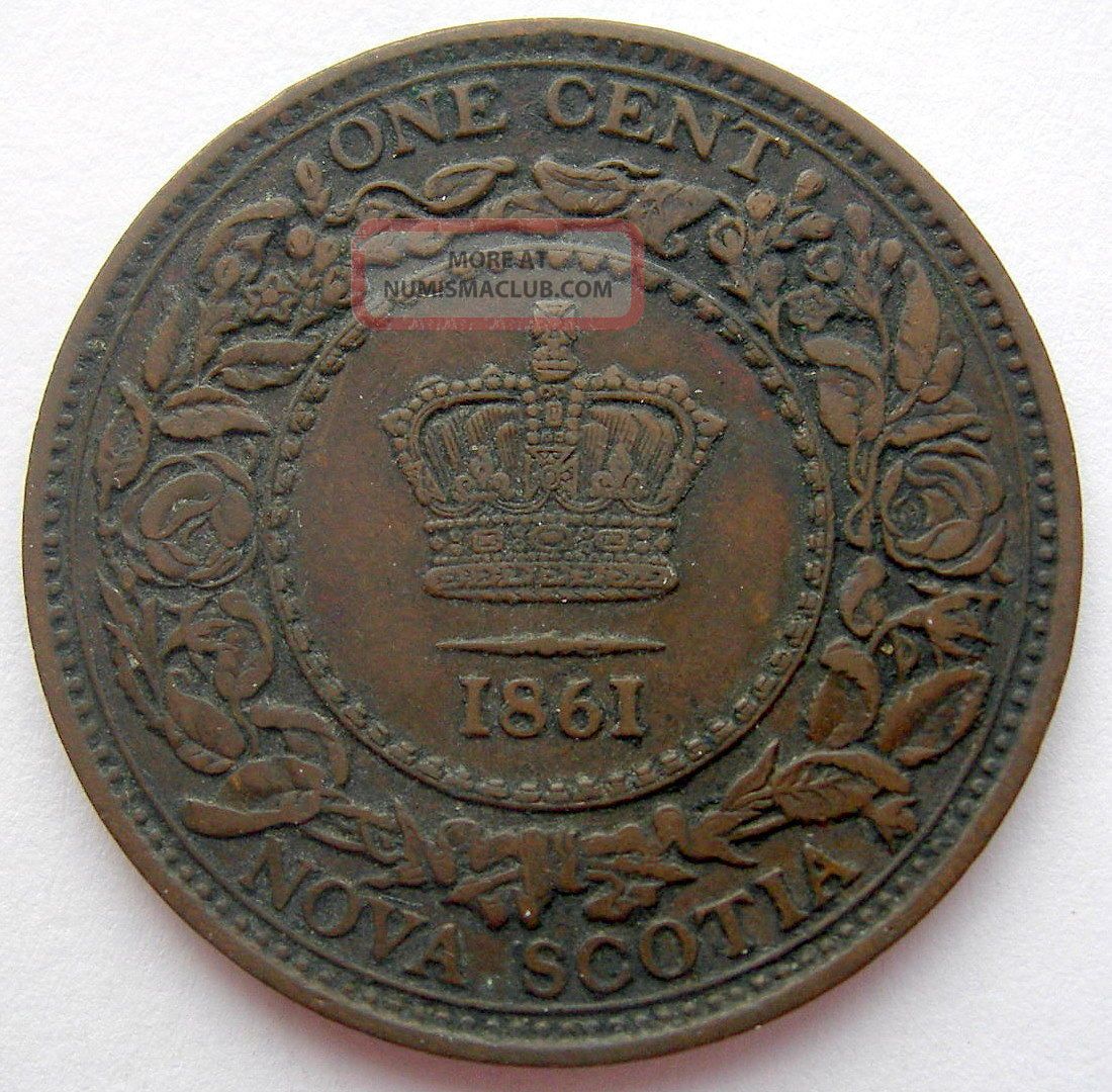 1861 Lb Nova Scotia Large Cent Vf - 20 Scarce & Queen Victoria N.  S.  Penny Coins: Canada photo
