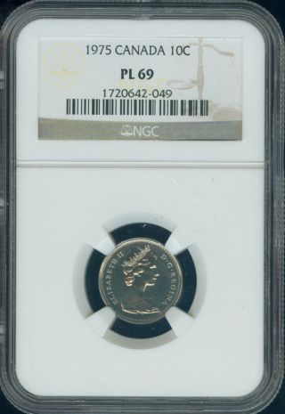 1975 Canada 10 Cents Ngc Pl69 Solo Finest Graded photo