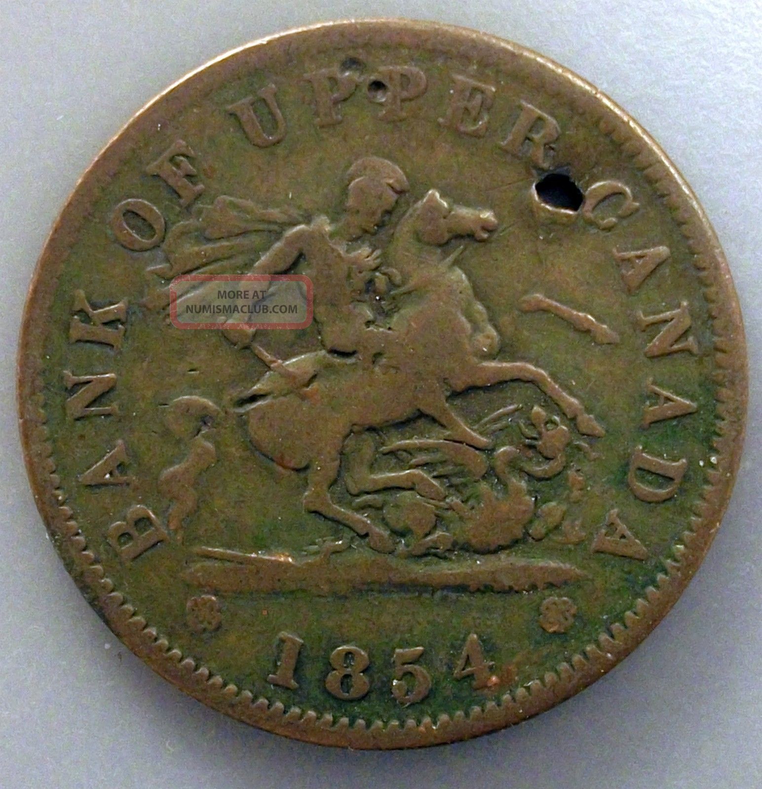 1854 Canada Penny Token Km Tn3 Bank Of Upper Canada Coins: Canada photo