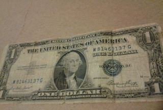 1935 E $1 Dollar Bill Silver Certificate Blue Seal Circulated photo