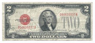 1928g $2 United States Red Seal Note Fr1508 D - A Block Very Fine - 6g01 photo