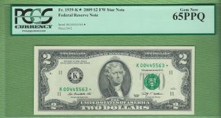 2009 $2 Dallas Star Note Pcgs Gem/new 65 Ppq Koo445563 512k Print photo