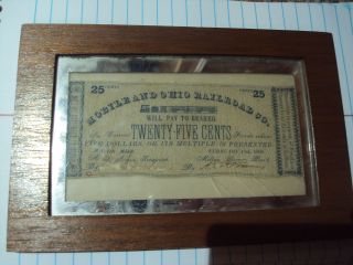Rare Currency Mobile And Ohio Railroad Co 25 Cents 1862 Antique Vintage photo