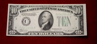 1934b $10 Federal Reserve Note Fr 2007 - C Vf,  - photo