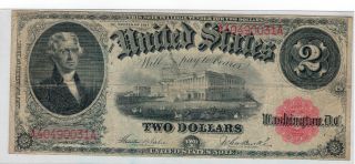 1917 $2 Legal Tender United States Note Large Size Red Seal Teehee & Burke photo