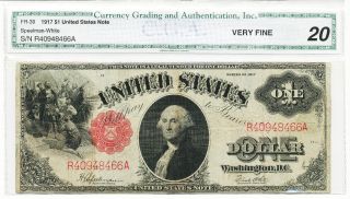 $1 1917 United States Note Fr 39 Speelman | White Cca Vf 20 photo