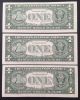 Star Note 3 X $1 Dollar Bill,  Crisp,  Consecutive,  Uncirculated Gem 2001 Paper Money: US photo 1