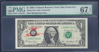 Andy Granatelli,  Auto Racing Excutive - Signed Currency Certified By Pmg photo