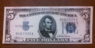 1934,  $5 Bill,  Silver Certificate,  Old Paper Money 