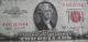 1953 B Red Treasury Seal $2 Legal Tender Note Series B Thomas Jefferson Small Size Notes photo 1