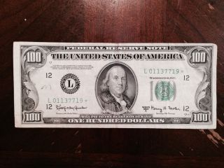 1950 $100 Dollar Bill Star Note Old Paper Money Us Currency - District L photo