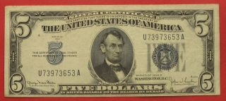 $5 Bill Series 1934d Silver Certificate photo
