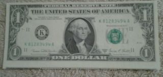 Uncirculated,  Miscut,  One Dollar Error Note. photo