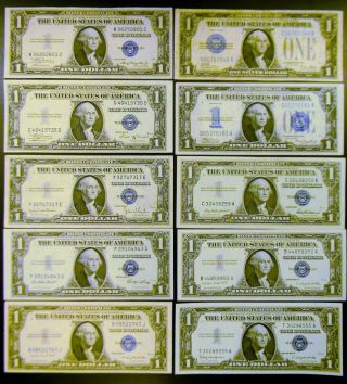 1928 To 1957 Silver Certificates 10 Total photo