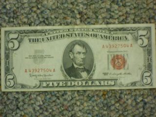 Series 1963 Red Seal Five Dollar United States Note. photo